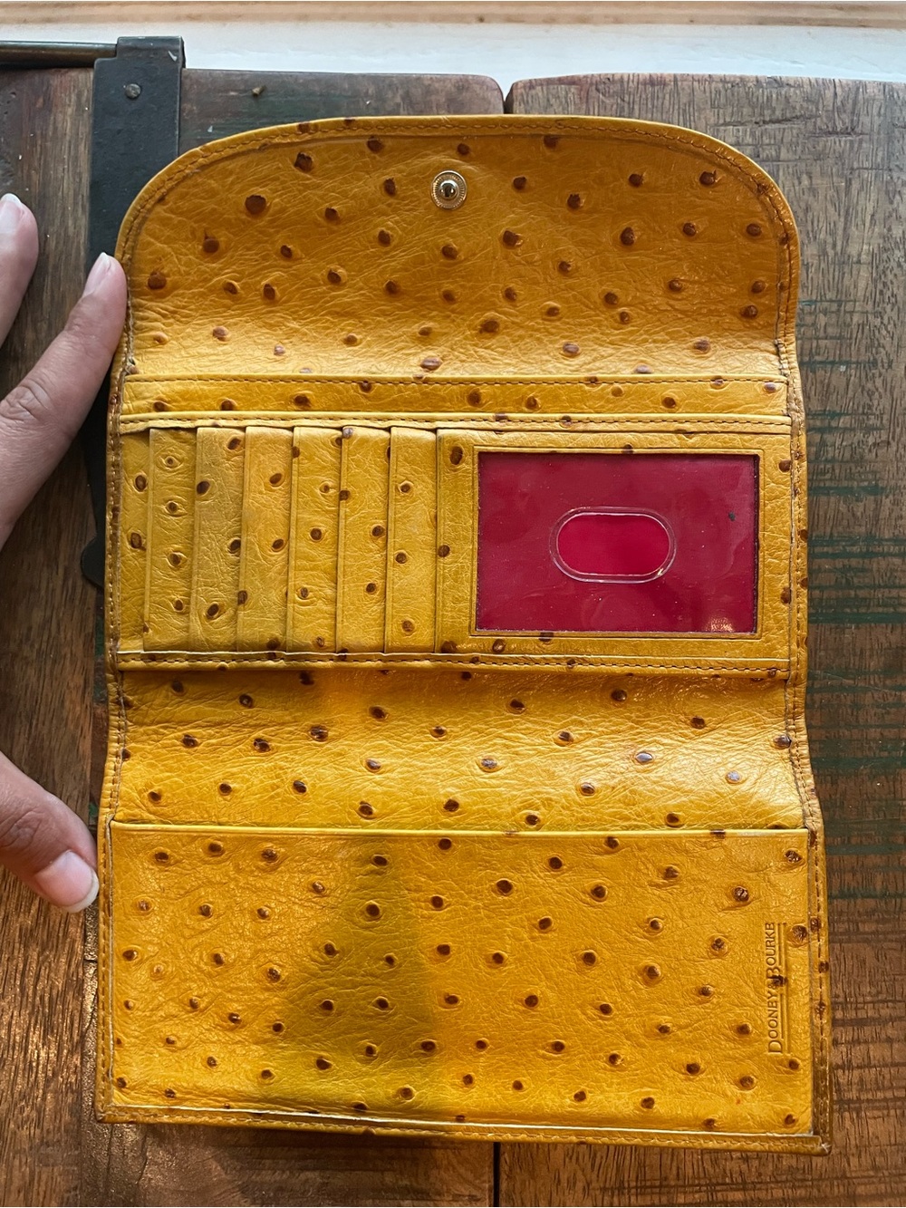 Dooney & Bourke Yellow Ostrich-Embossed Wallet - Picture 2 of 7